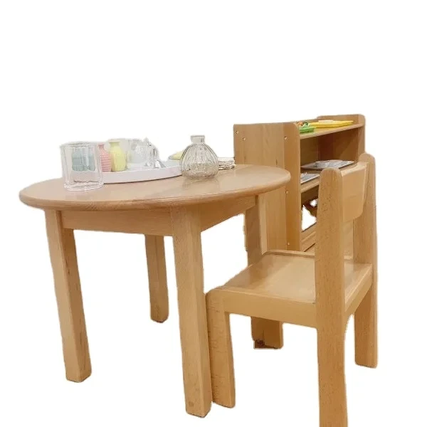 Bàn ghế đồ chơi cho bé 3 tuổi Nội thất trường mẫu giáo Montessori, Gỗ sồi Leaderjoy 1