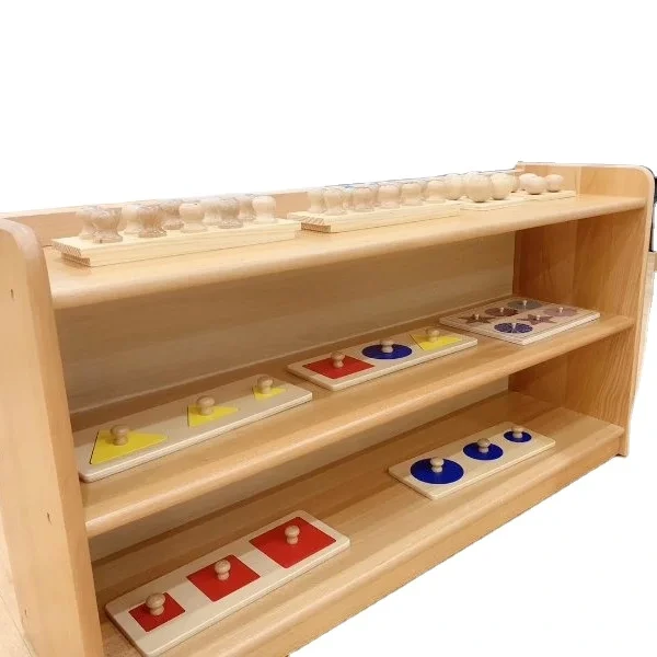 Wooden Montessori Kindergarten Furniture: High Quality Beech Wood Play School Shelf 1