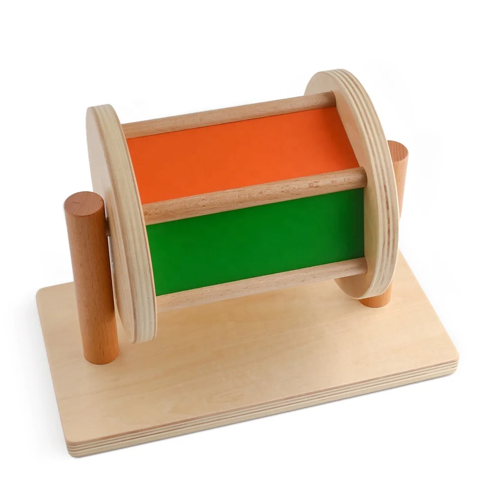Montessori Chuyển màu Đồ chơi giáo dục cho bé bằng gỗ Xoay trống quay 5