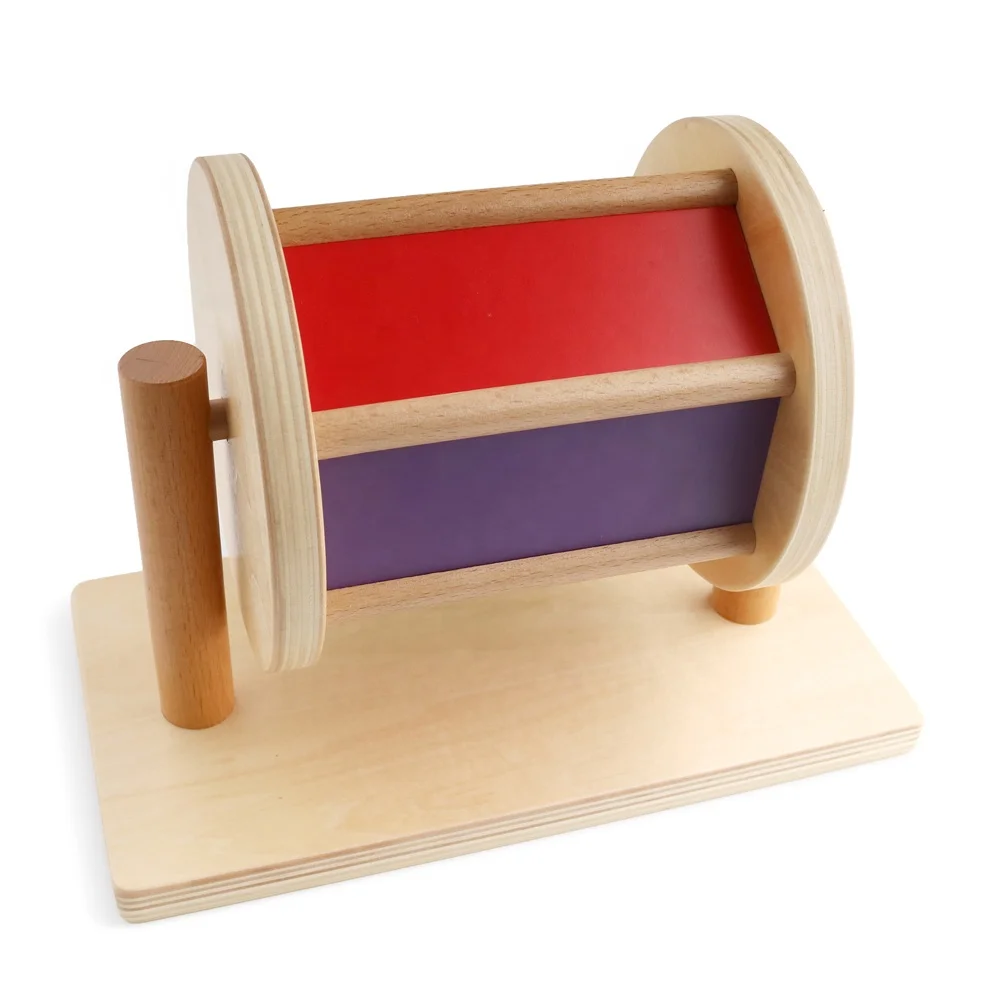 Montessori Chuyển màu Đồ chơi giáo dục cho bé bằng gỗ Xoay trống quay 1