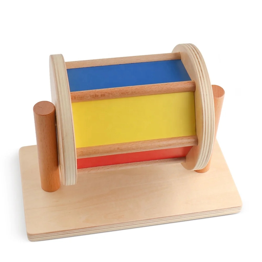 Montessori Chuyển màu Đồ chơi giáo dục cho bé bằng gỗ Xoay trống quay 6