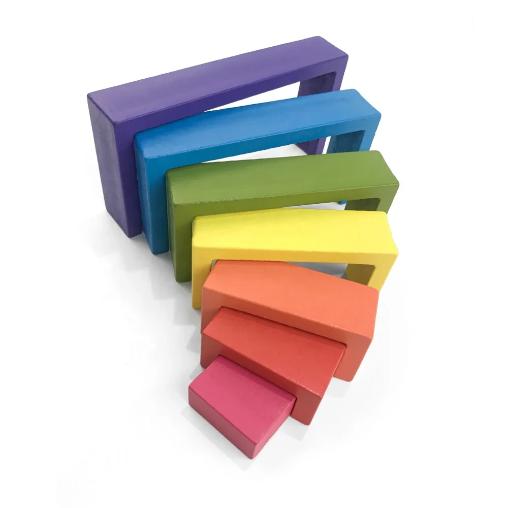 Montessori Grimms Nature Wooden Rainbow Stacker Educational Toy 1