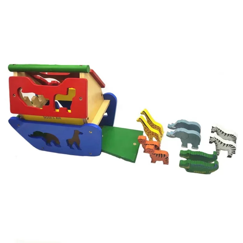 Bộ đồ chơi giáo dục động vật bằng gỗ Noah's Ark cho trẻ em - Leaderjoy 4