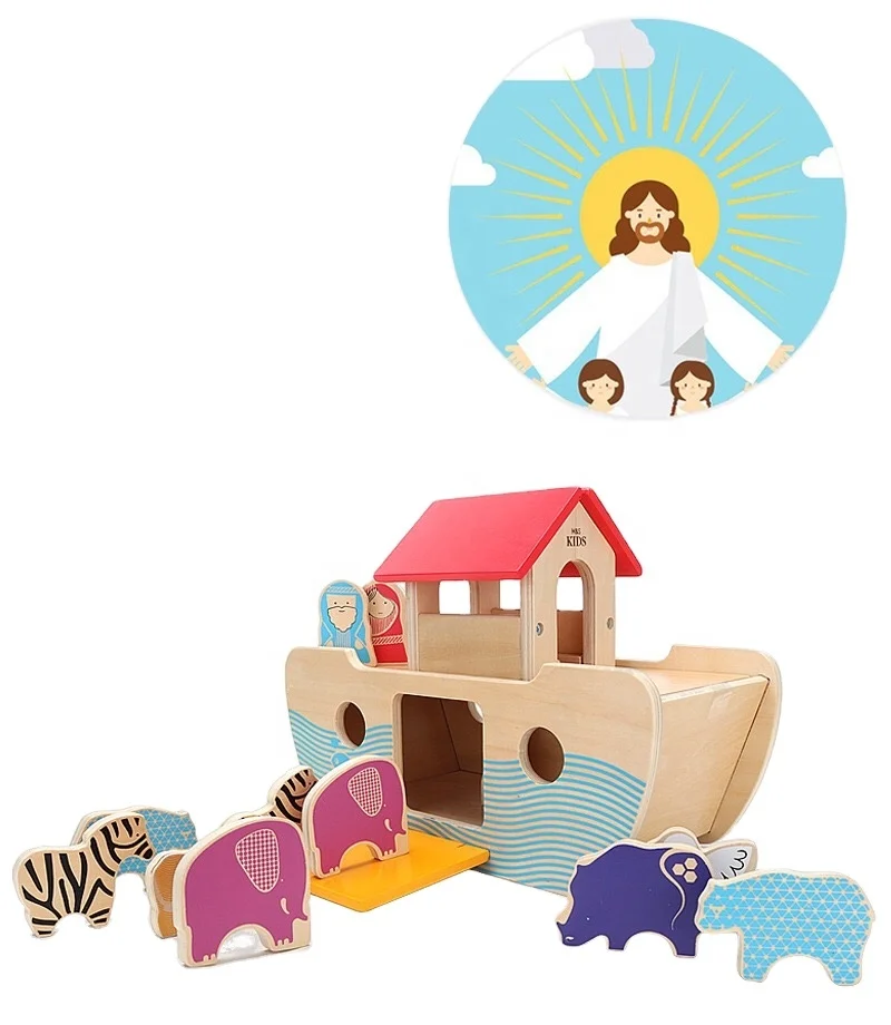 Bộ đồ chơi giáo dục động vật bằng gỗ Noah's Ark cho trẻ em - Leaderjoy 2
