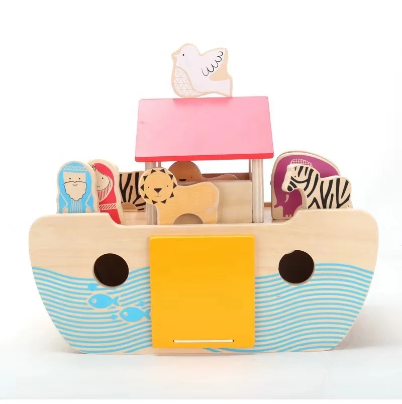 Bộ đồ chơi giáo dục động vật bằng gỗ Noah's Ark cho trẻ em - Leaderjoy 1