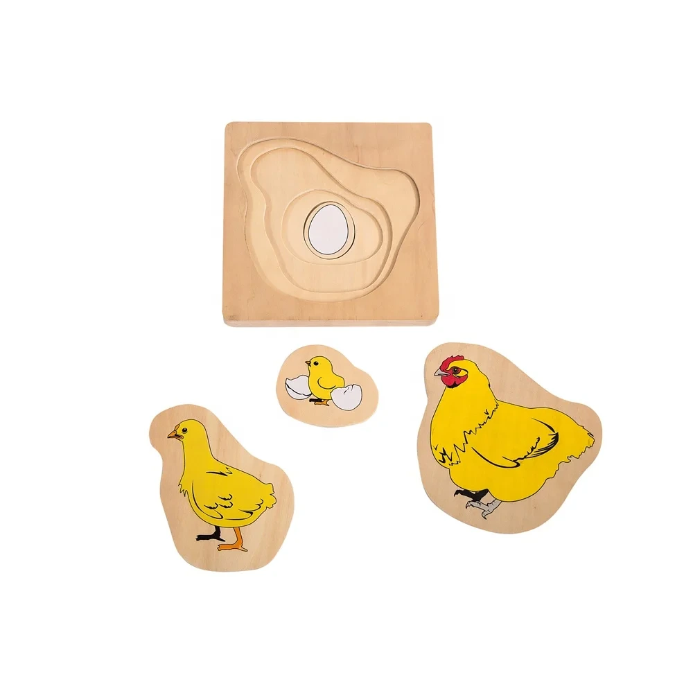 Trò chơi đồ chơi giáo dục xếp hình con gà bằng gỗ Montessori 1