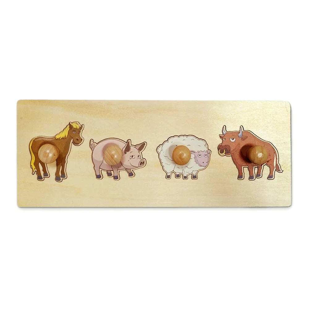 Đồ chơi bảng xếp hình động vật trang trại Montessori bằng gỗ cho bé 1
