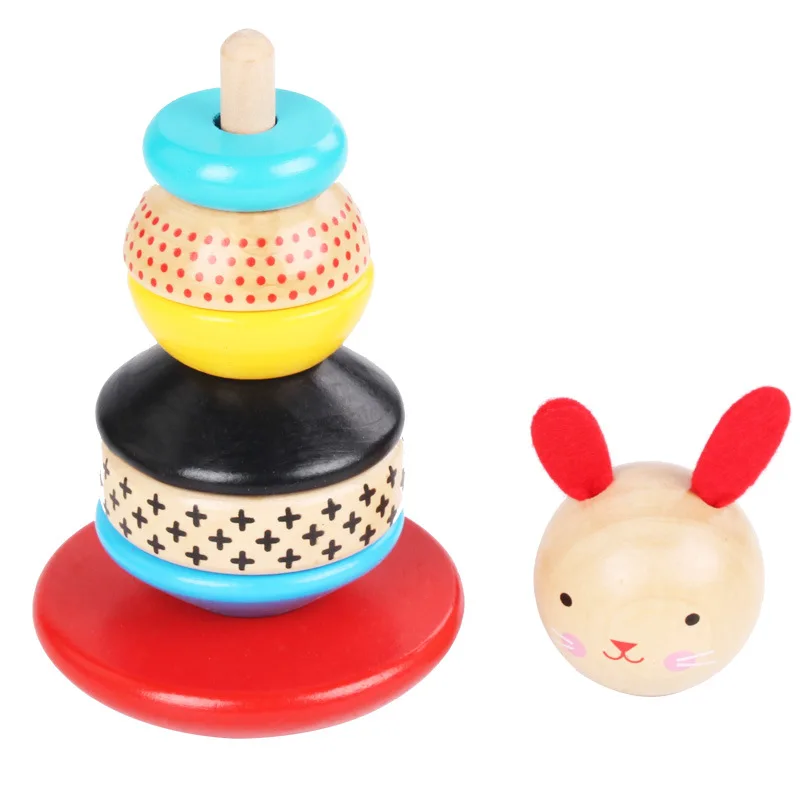Đồ chơi cốc đựng thỏ bằng gỗ Montessori cho trẻ em 3