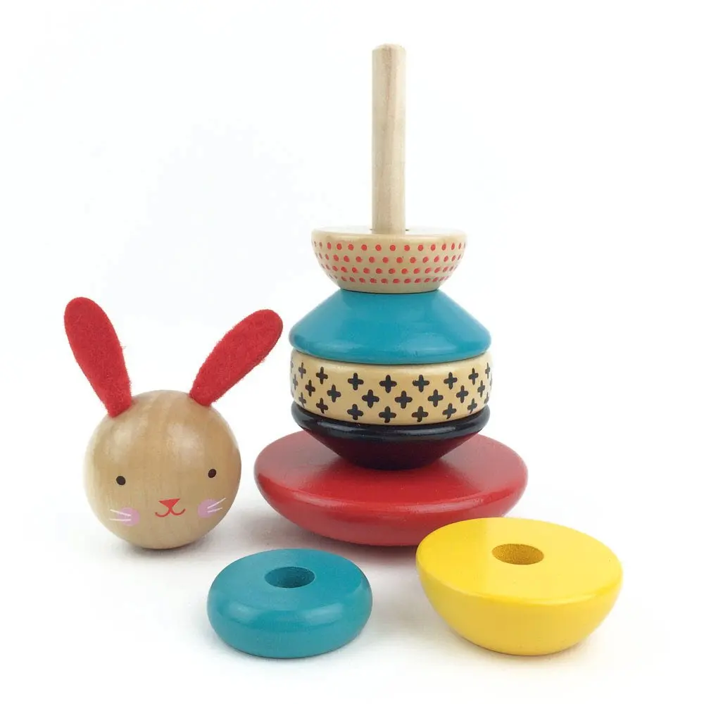 Đồ chơi cốc đựng thỏ bằng gỗ Montessori cho trẻ em 2
