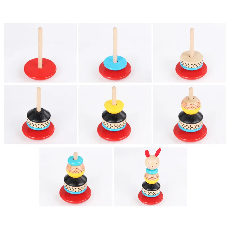 Đồ chơi cốc đựng thỏ bằng gỗ Montessori cho trẻ em 4