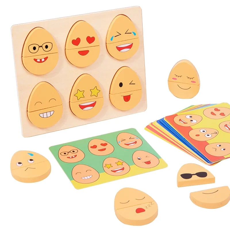 Wooden Emoji Matching Game for Children's Early Education 1