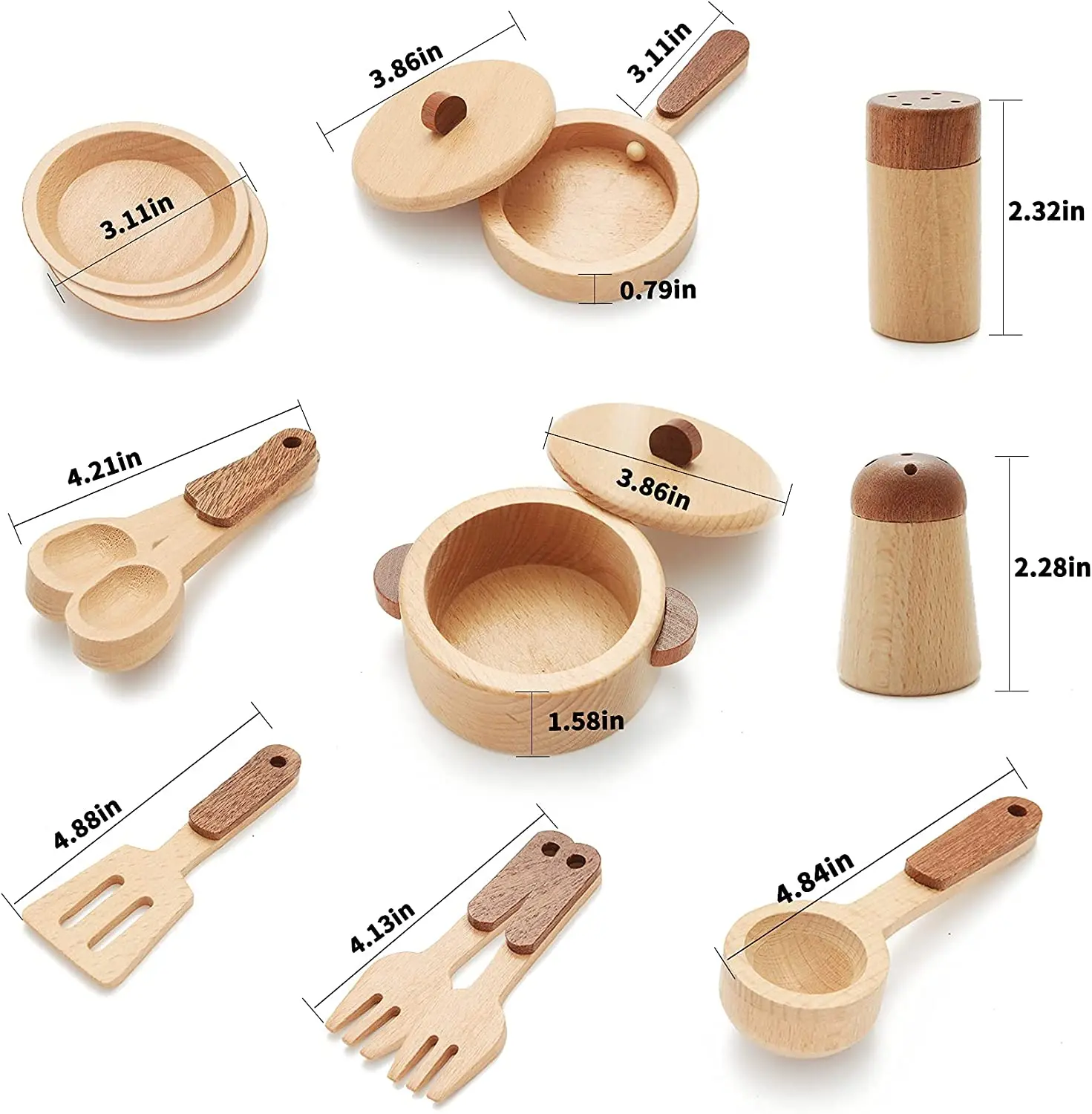 Dụng cụ nhà bếp bằng gỗ cho trẻ em Cắt trái cây Rau củ Đồ chơi 6
