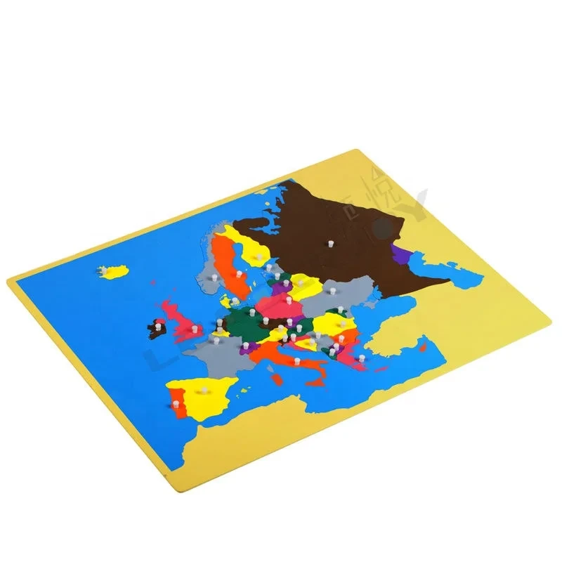 Mapa de rompecabezas de Europa, juguete educativo Montessori para niños 1
