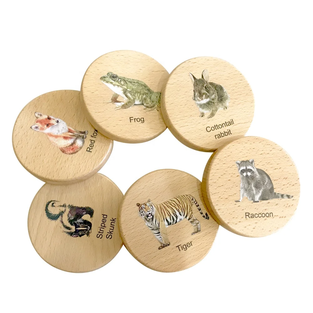 Đồ chơi giáo dục cho bé bằng gỗ sồi dành cho trẻ sơ sinh Montessori Tem dấu chân động vật 6