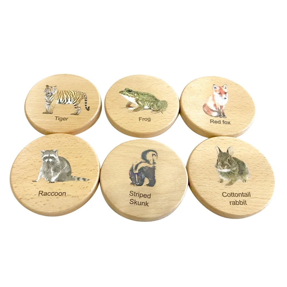 Đồ chơi giáo dục cho bé bằng gỗ sồi dành cho trẻ sơ sinh Montessori Tem dấu chân động vật 5