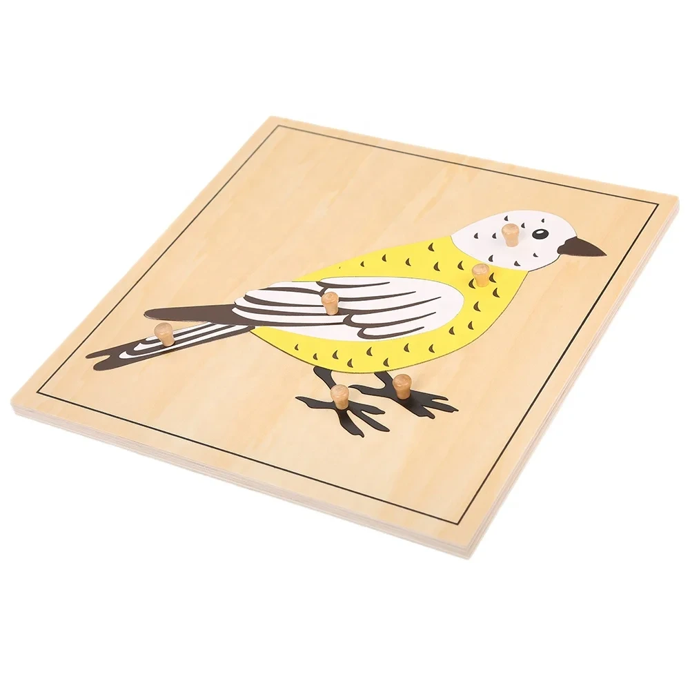 Rompecabezas de pájaros de madera para niños, juguete de educación temprana Montessori 1