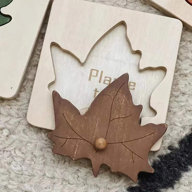 Câu đố bằng gỗ Montessori Lá Đồ chơi giáo dục cho trẻ em 5