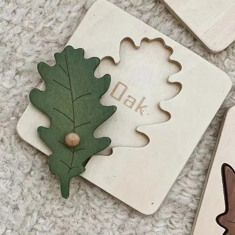 Câu đố bằng gỗ Montessori Lá Đồ chơi giáo dục cho trẻ em 4