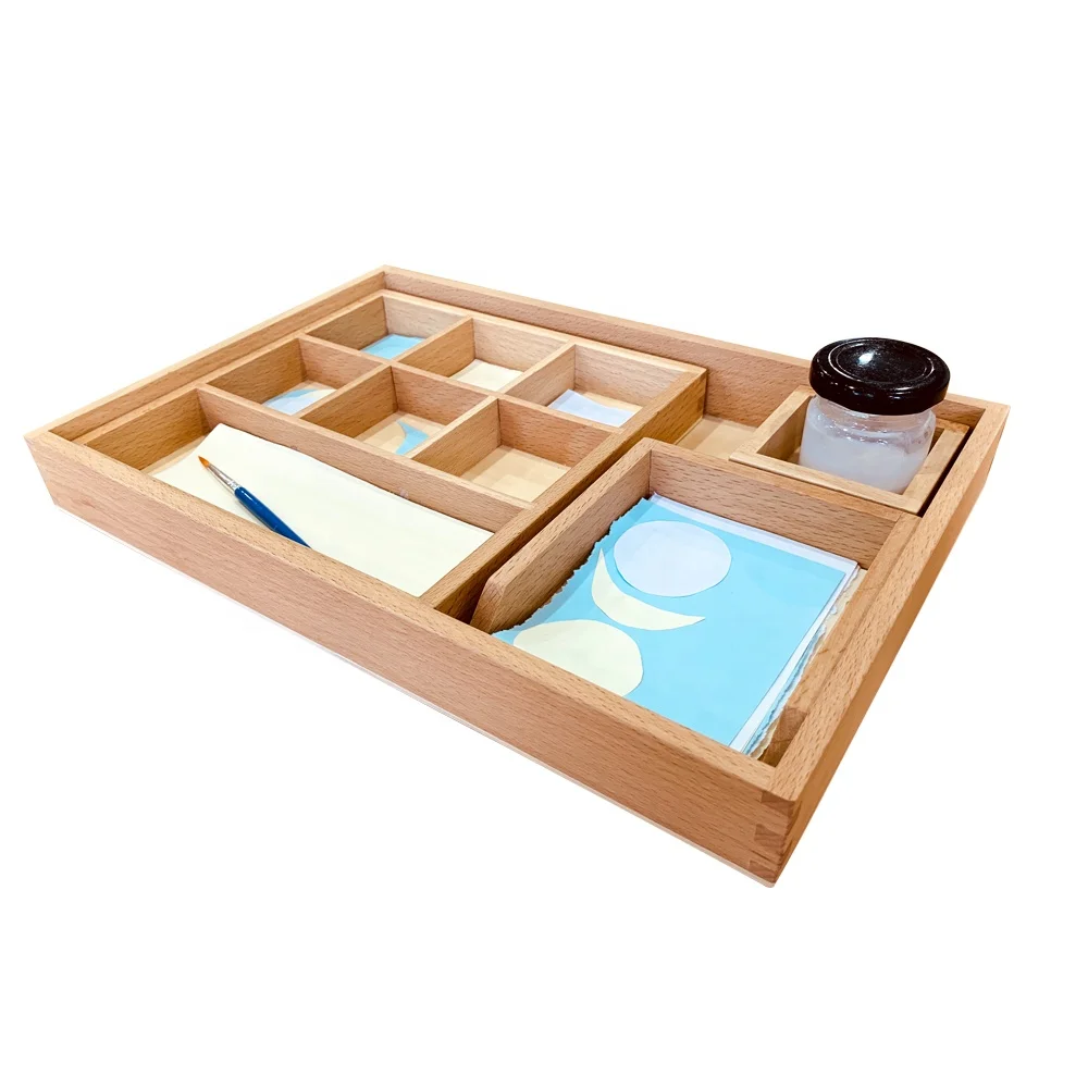 Caja de pegamento y pasta de madera de haya Montessori Kids para niños de 3 a 6 años 2