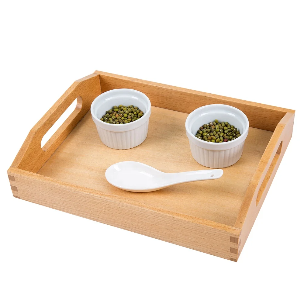 Montessori Wooden Practical Life Tray for Children - Beech Wood LJPR018-1 4