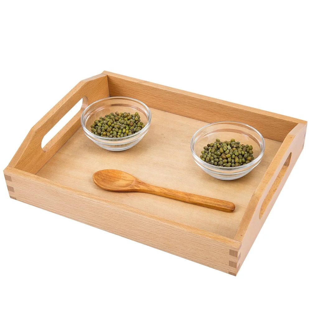 Montessori Wooden Practical Life Tray for Children - Beech Wood LJPR018-1 3