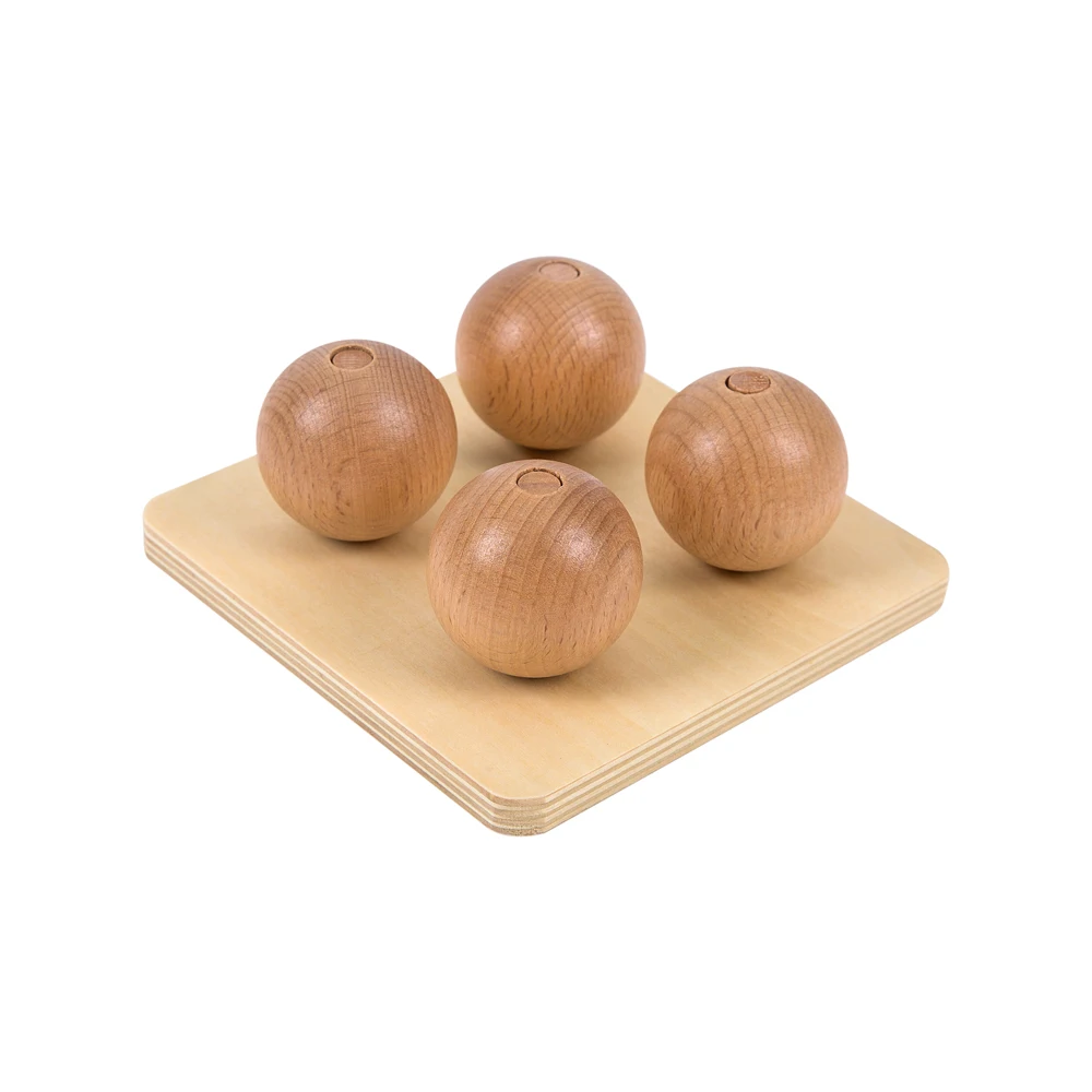 Quả bóng trẻ em Montessori bằng gỗ trên chốt Yunhe Kids 2