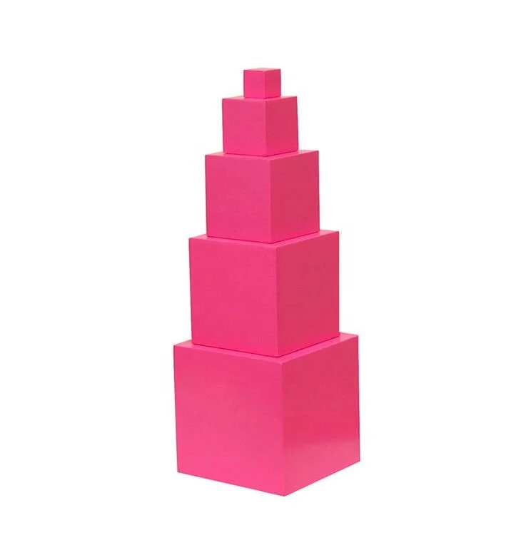 Trò chơi đồ chơi giáo dục bằng gỗ Montessori Pink Tower 1