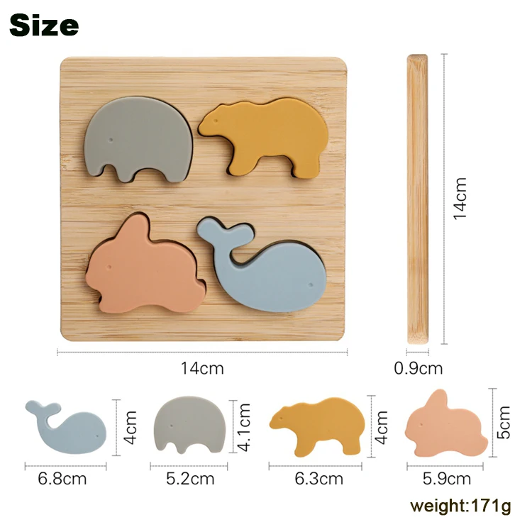 Câu đố giáo dục ghép hình động vật bằng silicone cho trẻ em 3