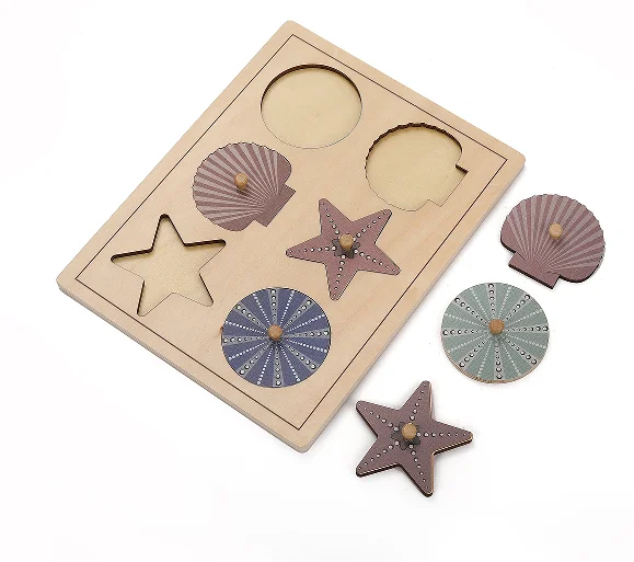 Montessori Shell Puzzle - Đồ chơi giáo dục bằng gỗ sồi cho trẻ em 3