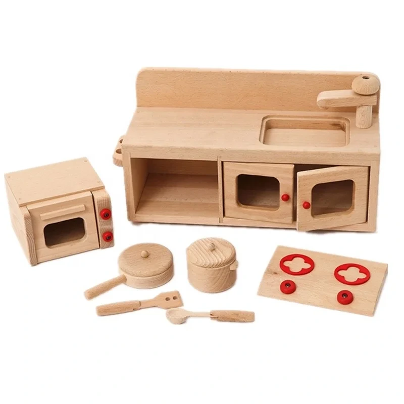 Juego de cocina de madera Montessori para niños 1