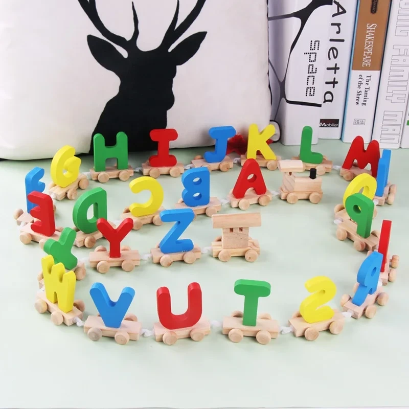Wooden Alphabet Train Set for Preschool Kids - 26pcs 1