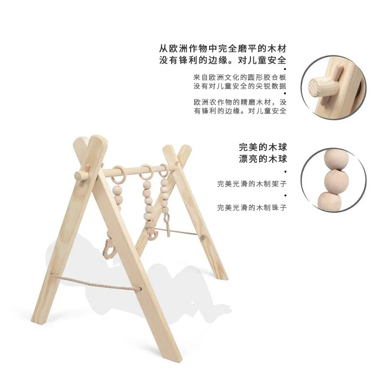 Estructura plegable para gimnasio de juegos para bebés con 3 juguetes para la dentición 5
