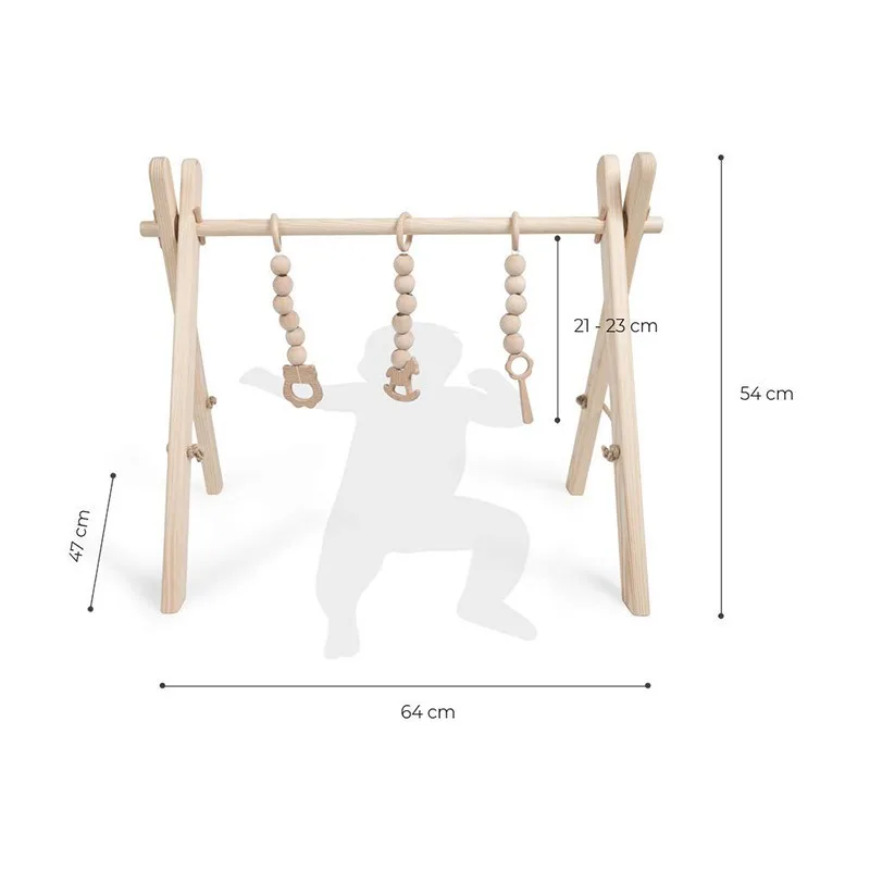 Estructura plegable para gimnasio de juegos para bebés con 3 juguetes para la dentición 4