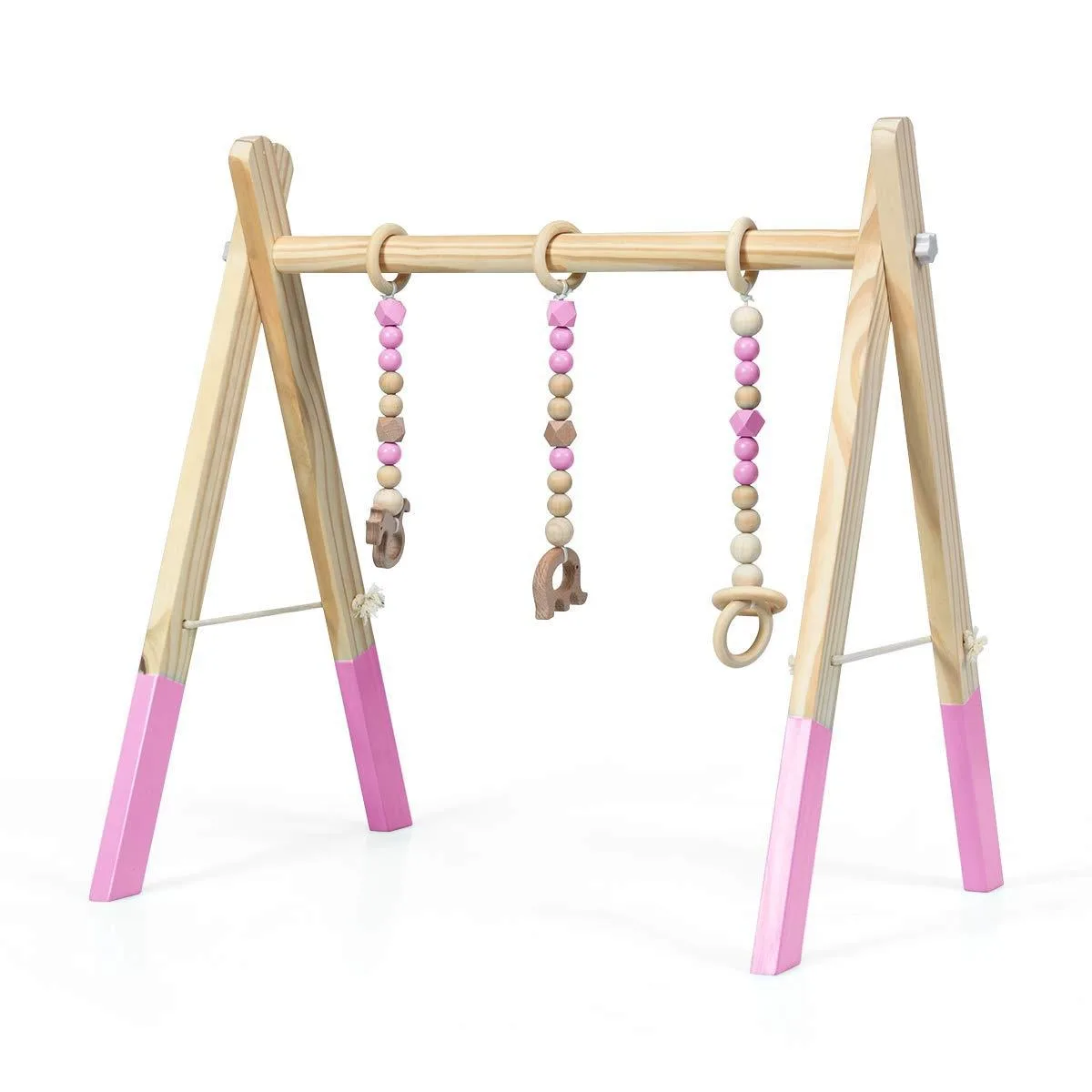 Estructura plegable para gimnasio de juegos para bebés con 3 juguetes para la dentición 2
