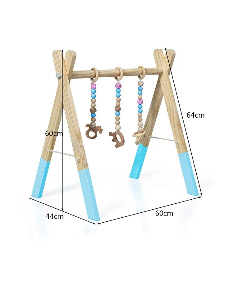 Estructura plegable para gimnasio de juegos para bebés con 3 juguetes para la dentición 3