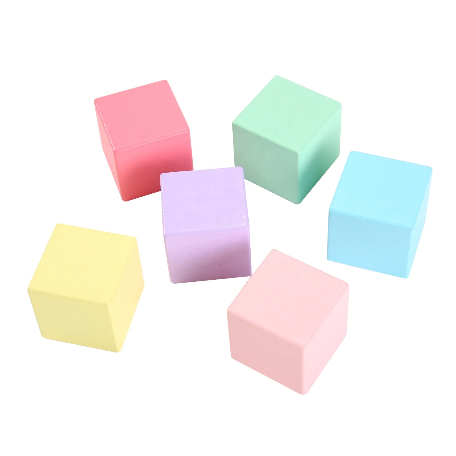 Juguete sensorial de bloques de construcción de madera Leaderjoy, cubos educativos de 6 piezas 1