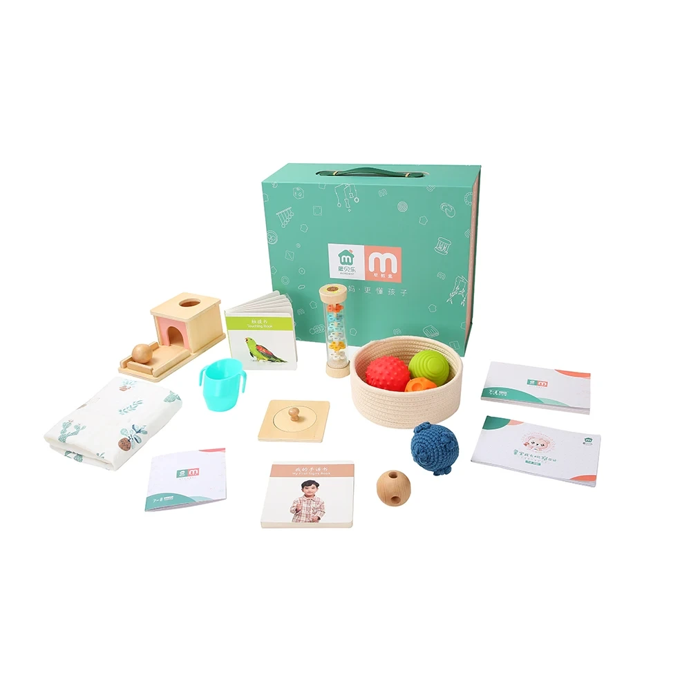Hộp quà tặng đồ chơi giáo dục cho trẻ sơ sinh bằng gỗ Montessori 1