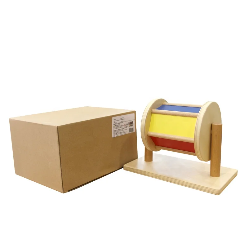 Montessori Wooden Spinning Drum - Educational Toy for Baby 3