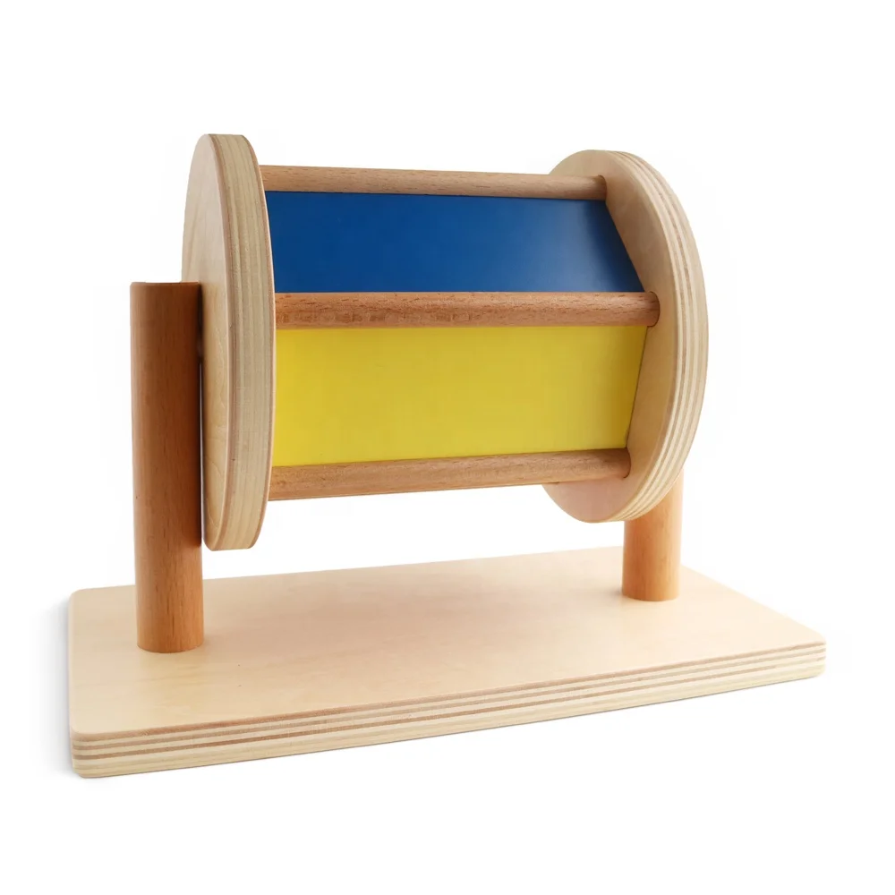 Montessori Wooden Spinning Drum - Educational Toy for Baby 5
