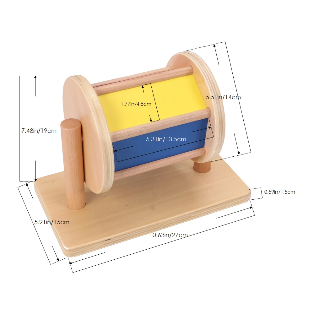Montessori Wooden Spinning Drum - Educational Toy for Baby 2