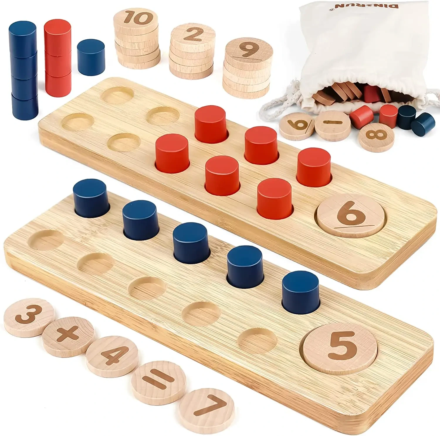 Wooden Ten Lattice Number Teaching Subtraction Arithmetic Children's Early Educational Puzzle Montessori Material Toys 1