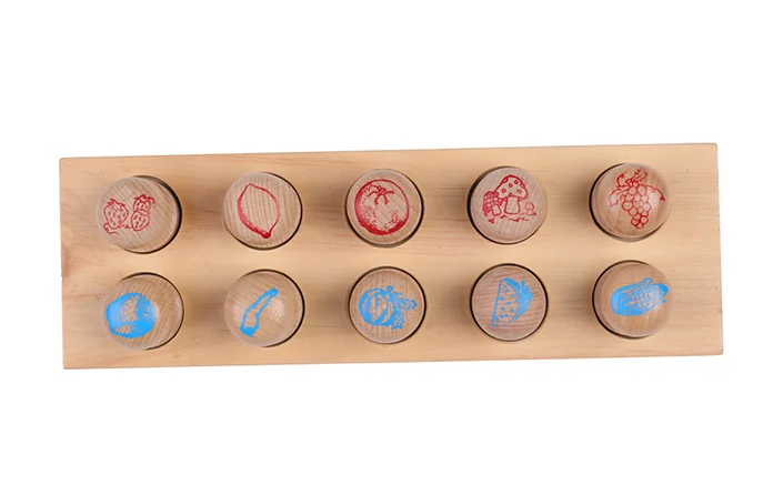 Wooden Learning Games Montessori Stamp Of Fruits Vegetable 4