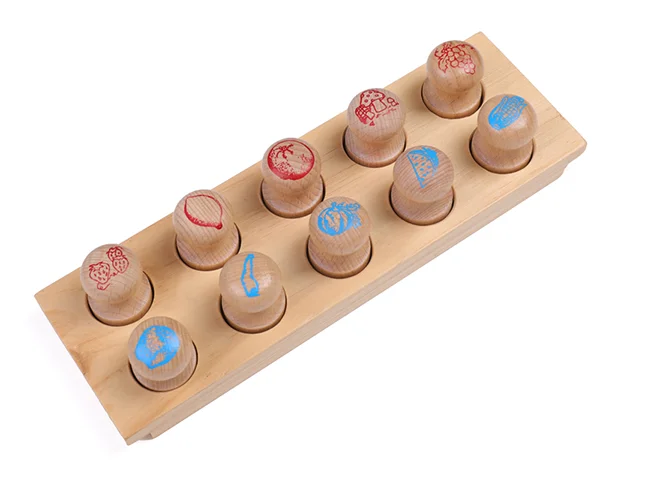 Wooden Learning Games Montessori Stamp Of Fruits Vegetable 3