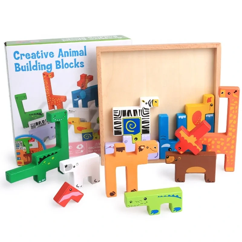 DIY 3D Montessori Forest Animals Puzzle Blocks Toy for Kids 1