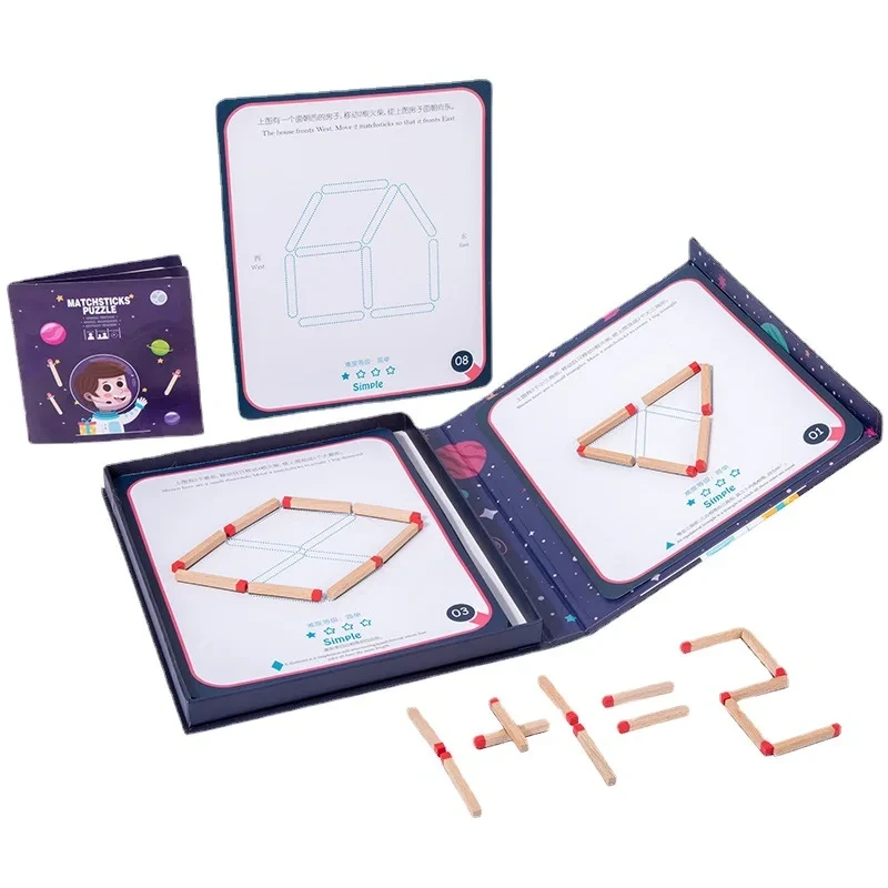 Trò chơi xếp hình que diêm Montessori bằng gỗ cho trẻ em 1