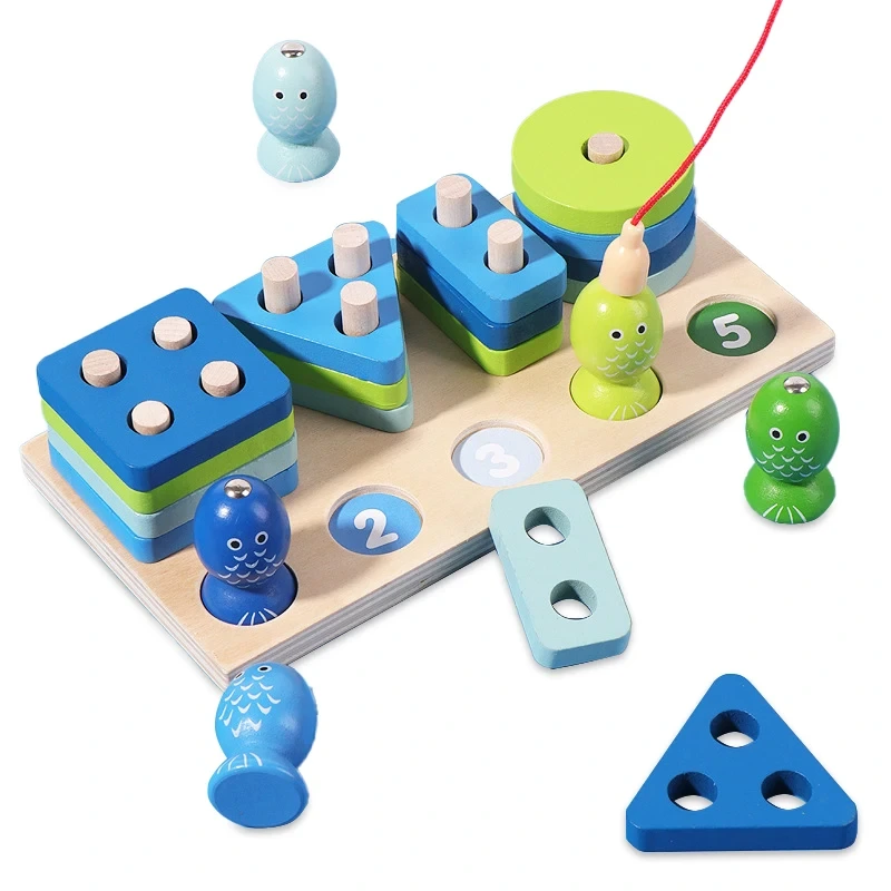 لعبة صيد السمك مطابقة للشكل الخشبي من مونتيسوري 1