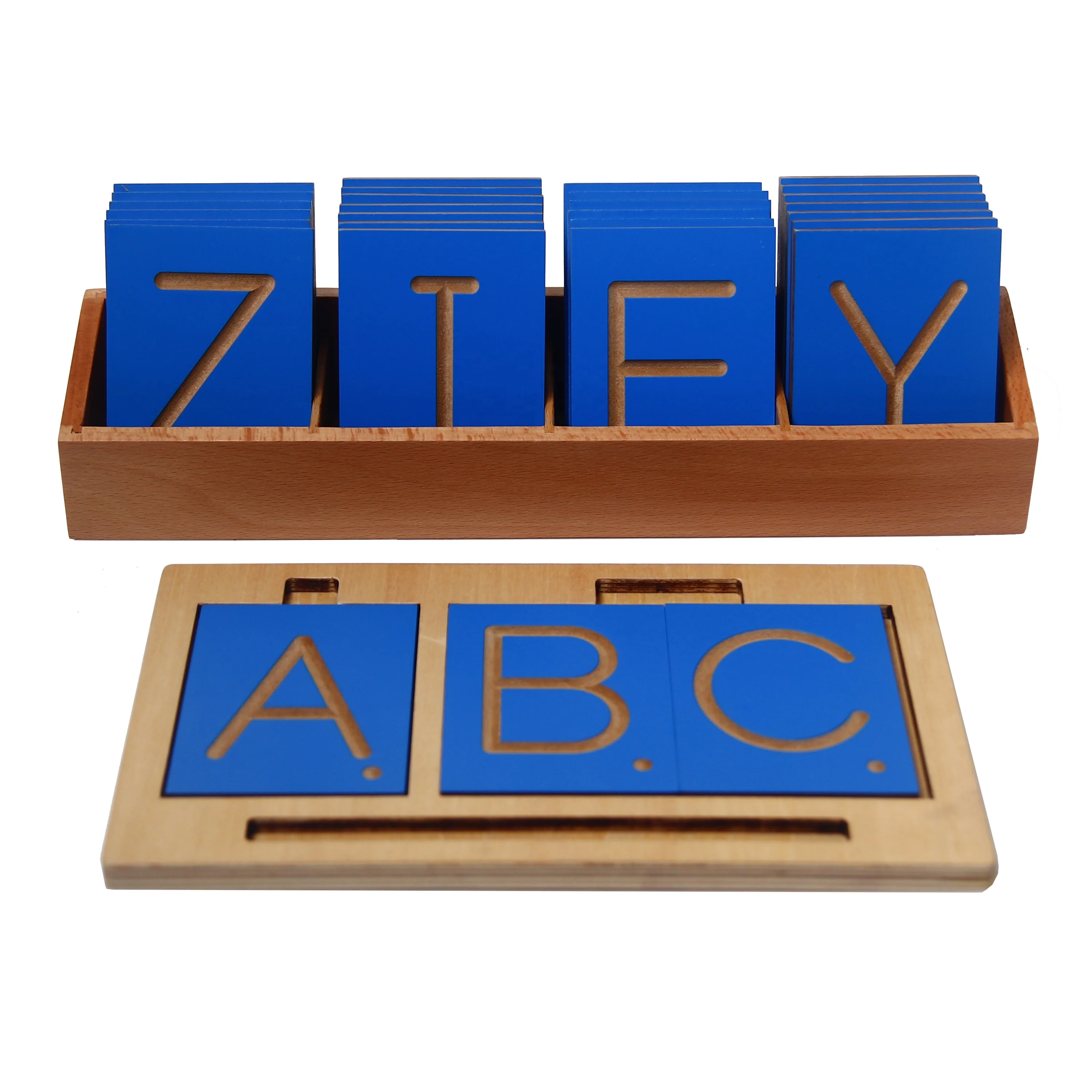 Bảng theo dõi in chữ cái bằng gỗ Montessori Capital Case dành cho trẻ em 1