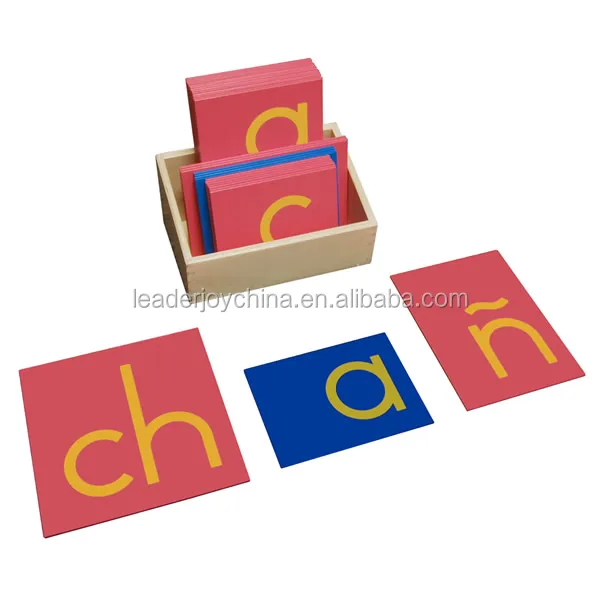Hộp đựng chữ bằng giấy nhám in tiếng Tây Ban Nha Montessori 1