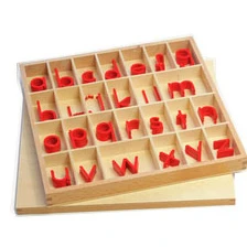 Hộp bảng chữ cái di chuyển nhỏ Montessori cho trẻ em - Đồ chơi ngôn ngữ gỗ sồi 4
