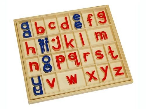 Hộp bảng chữ cái di chuyển nhỏ Montessori cho trẻ em - Đồ chơi ngôn ngữ gỗ sồi 3